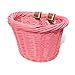 Colorbasket Junior Front Handlebar All Wicker Bike Basket, Water Resistant, Hand Woven, Adjustable Leather Straps, Pink