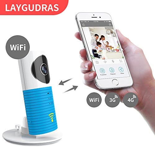 Laygudras wireless wifi camera clever dog Smart baby monitor support P2P Night Vision Record Video Two-way Audio Motion Detected for IOS/Android tablet/smartphone (Blue)