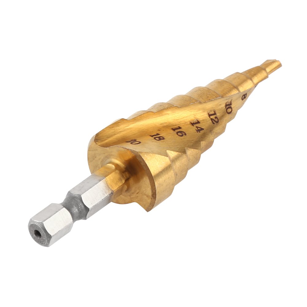 Step Drill Bits High Speed Steel Titanium Coated Step Drill Bit Power Drill Accessory Hex Shank Bits 4-20mm - Image 4