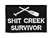Shit Creek Survivor Tactical Funny Hook and Loop Fully Embroidered Morale Tags Patch (Black & White)