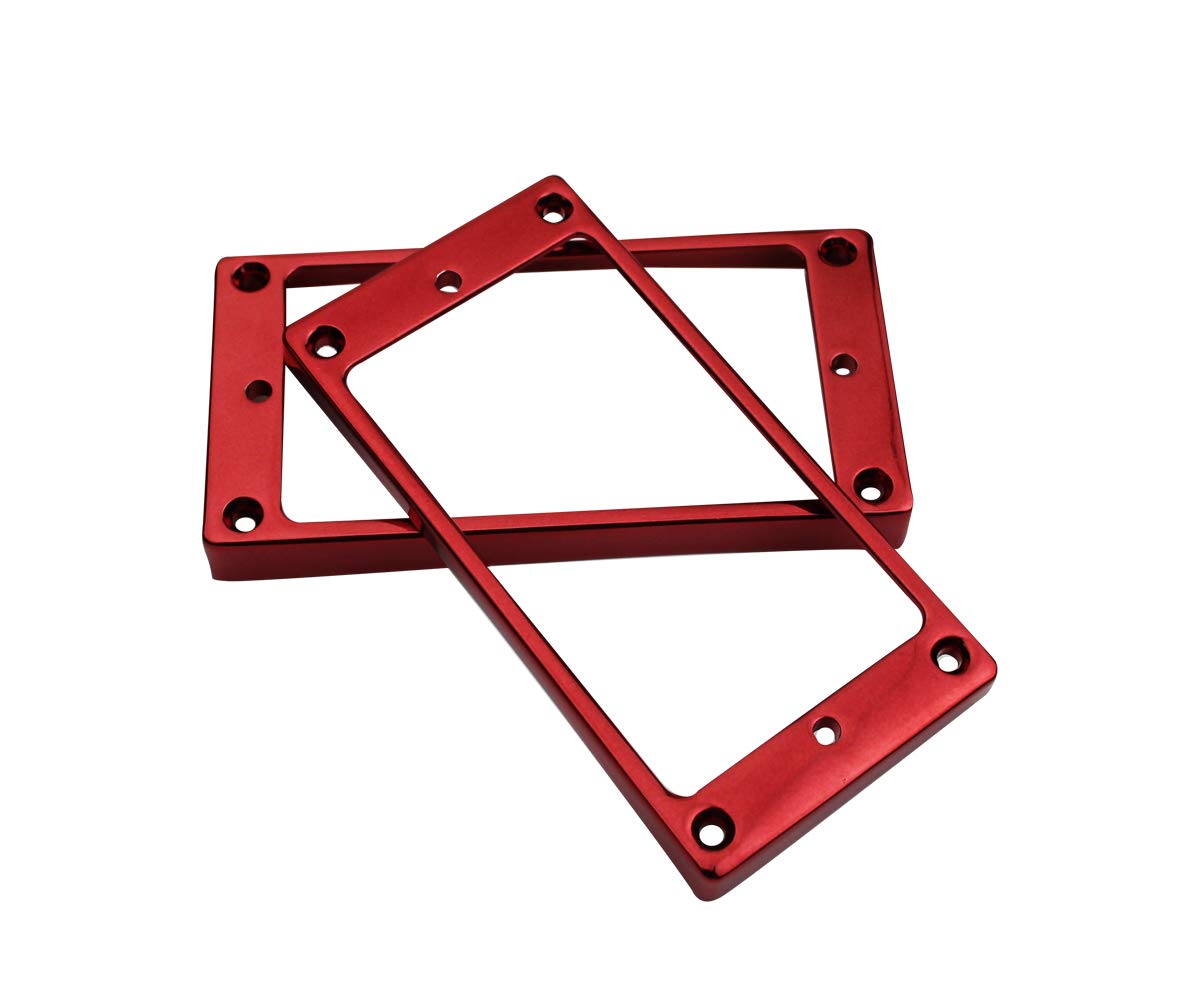 Guyker Curved Bottom Metal Humbucker Pickup Mounting Ring Set - Bridge and Neck Pickups Cover Frame Replacement Compatible with Les Paul LP Style Electric Guitar or Precision Bass(2PCS, Rose Red) — image 1