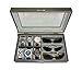 TimelyBuys 6 Piece Watch & 3 Piece Eyeglasses Carbon Fiber Box with Glass Top Lid (Pewter)