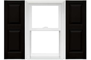 Mid America Raised Panel Vinyl Shutters (1 Pair) - 14.75 x 55 002 Black