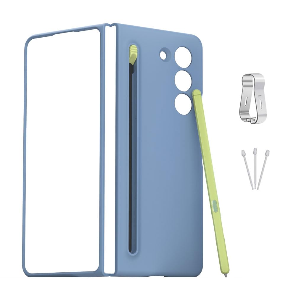 TUCANA Slim S Pen & Phone Case Combo Compatible with Galaxy Z Fold5, Storage Slot and Holder for Slim S Pen Fold Edition Without Bluetooth + 2 Tips (Ice Blue) — image 1