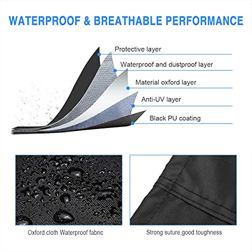 Neverland Barbecue Cover BBQ Cover Waterproof Heavy Duty Waterproof Oxford Fabric Gas BBQ Grill Cover Windproof Anti-UV for Weber, Holland, Jenn Air 145x61x117 cm