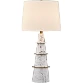 Savoy House Coco & Dash 11-CD13 Duffield Modern 30" Marble & Brass Table Lamp with White Fabric Shade, 1-Light 100W Max