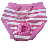 Tangpan Female Pet Dog Puppy Sanitary Pant Short Panty Striped Diaper (Pink, S)