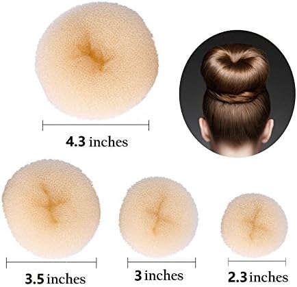 Set of 4Pcs Hot Hair Donut Bun Ring Styler Maker,Make The Most Charming Hair Bun,Hair Snap Maker (Beige Color, 1 Small 1 Medium 1 Large 1 Extra-large) by DAXUN