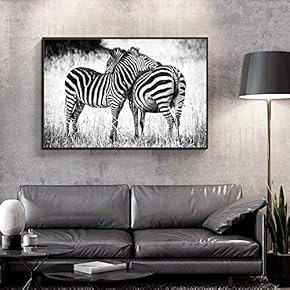 Floating Framed Canvas Wall Art for Living Room, Bedroom Black and White Wild Animal Canvas Prints for Home Decoration Ready to Hang - 16x24 inches