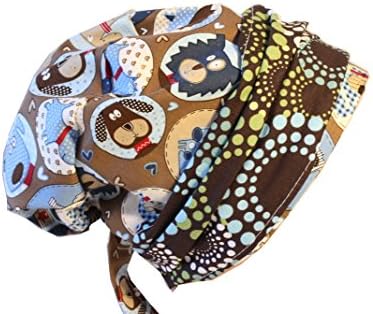 Scrub Hat Chemo Cap NEW European BOHO Band Pixie Bad Hair Day MANY Colors (puppy dog dots)