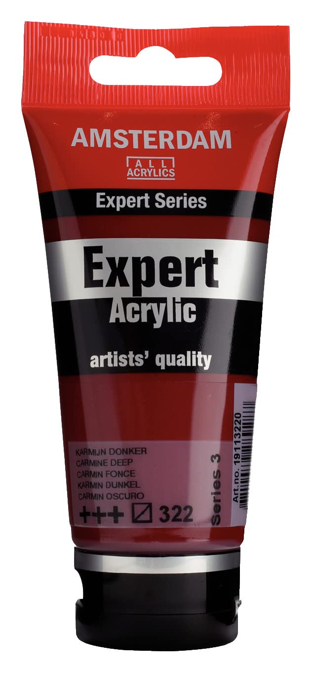 Amsterdam Expert Series Acrylic Paint Tube - 75 ml Carmine Deep 322 - Semi-Transparent, Heavy Body, High Lightfastness, Professional Artist Quality