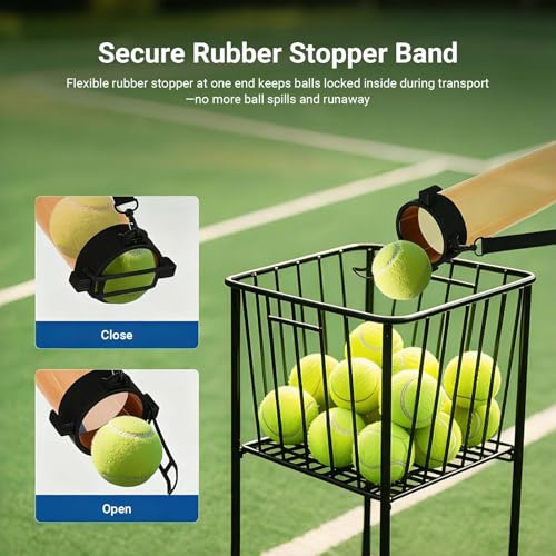 NEEWER Ball Retriever Tube Hopper for Tennis Balls & Pickleballs, Detachable Section No Bending Pickup Picker Upper Collector with Stopper & Shoulder Strap