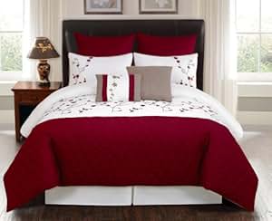 Amazon.com: 12 Piece Queen Julian Embroidered Bed in a Bag