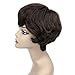 Ty.Hermenlisa 100% Real Virgin Brazilian Remy Human Hair Wigs for Black Women Natural Color Wavy Short Bobs Hairpieces with Elastic Strap, 81g, Darkest Brown