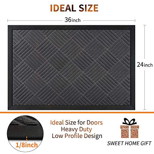 image for Mibao Durable Rubber Door Mat, Waterproof Non-Slip Easy Clean Low-Prof