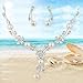 EleQueen Women's Cubic Zirconia Simulated Pearl Flower Bridal Necklace Earrings Jewelry Set Ivory Color Silver-Tone