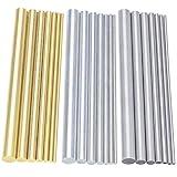 Sutemribor Diameter 2-8mm Brass Round Rods Bar + Stainless Steel Round Rods Bar + Aluminum Round Rods Bar 2-8mm for DIY Craft, 21PCS