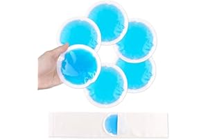 NEWGO Small Ice Packs for Injuries, 6 Pack Round Ice Packs for Face, FSA Eligible, Hot Cold Pack Circular Cold Compress with Cloth Backing & Sleeve for Pain Relief, Toothaches