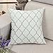 CaliTime Soft Throw Pillow Cover Case for Couch Sofa Bed, Vintage Quatrefoil Trellis Geometric Embroidered, 17 X 17 Inches, Neutral Gray