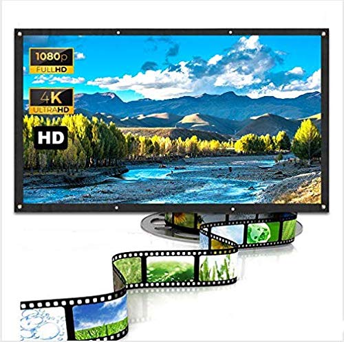 Elikliv 120inch Soft Projection Screen Cloth, 16: 9 4K 3D HD Foldable Projector Movie Outdoor Screen for Home Theater Cinema Indoor Outdoor Front and Rear Projection