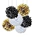 New Years Decorations Gold Black White Party Decorations Kit Tissue Paper Pom Poms Flower Paper Lanterns Paper Honeycomb Balls Party Hanging Decorations for 2019 New Years Eve Party Birthday Party