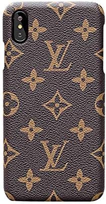 iPhone X Xs Case Elegant PU Leather Monogram Pattern Classic Style Cover Case for Apple iPhone X Xs (Large Logo)