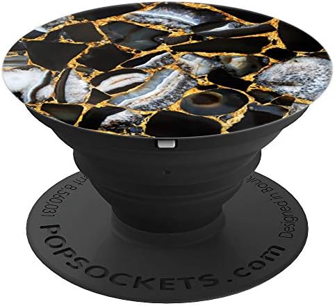 Dark Agate Marble PopSocket Black Gold - PopSockets Grip and Stand for Phones and Tablets