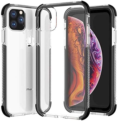 11 Pro Clear Case 11Pro Crystal Compatible With Apple iPhone 11X Pro Phone Cases Cover Protective Coque Bumper XPhone Thin Funda IP 11I Fashion Slim TPU Soft Skin New i Phone 2019 5.8 inch (Black)