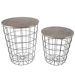 Lavish Home (Gray) Nesting End Tables with Storage