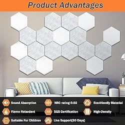 DEKIRU 12 PACK White Acoustic Panels, Sound Proof