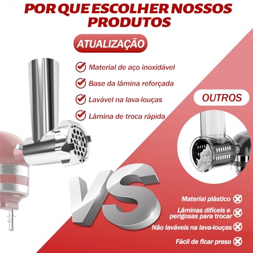 Acessório para Moedor de Carne de Metal para Batedeira, Acessório para Moedor de Carne, Enchedor de Salsicha, Acessório para Moedor de Carne para Alimentos, Acessórios para Batedeira