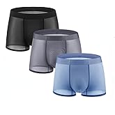 Mens Ice Silk Mesh Breathable Underwear,Sexy Panties Absorbent Soft 3D Ultra Thin Comfortable Men Boxer Briefs