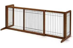 Richell Wood Freestanding Pet Gate, Large, Autumn Matte Finish