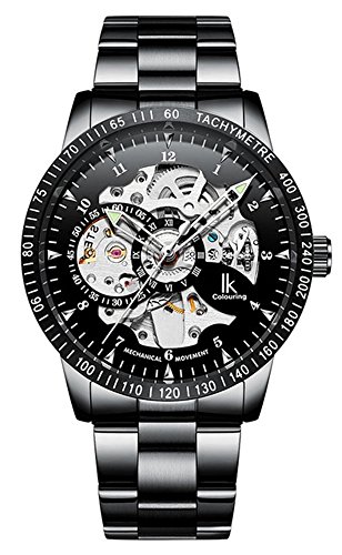 Men's Watch Luminous Skeleton Dial Gears Visible Classic Automatic Mechanical Watch with Original Box (Black Silver) Men's Watch Luminous Skeleton Dial Gears Visible Classic Automatic Mechanical Watch with Original Box (Black Silver)