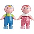 HABA Little Friends Babies Marie & Max - 2.5" Twin Baby Dollhouse Toy Figures (2 Piece Set)