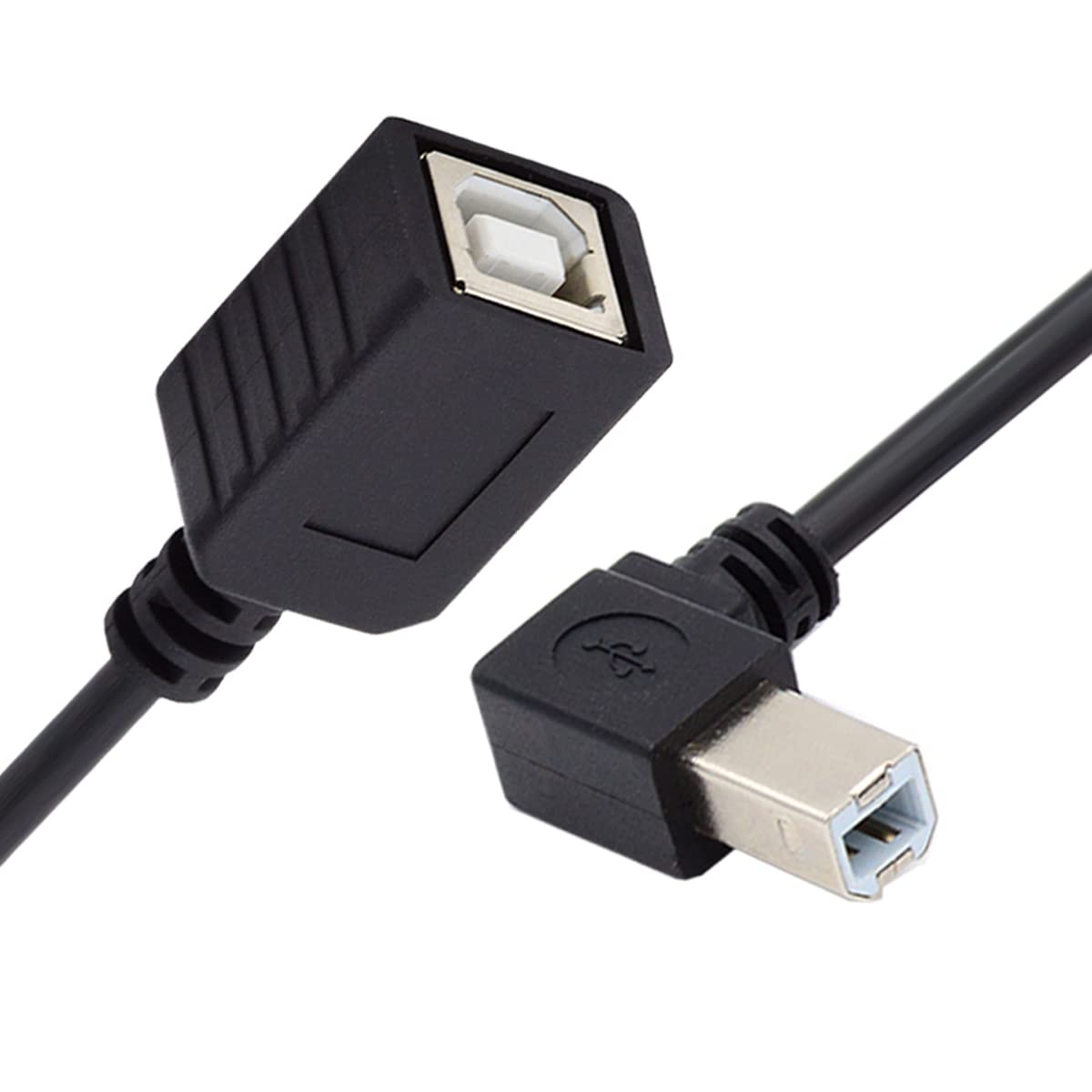 CY USB 2.0 B Type Male to Female Extension Cable Left Angled 90 Degree 20cm for Printer Scanner Disk