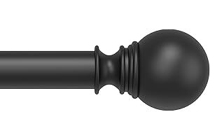Black Curtain Rod for Windows 72 to 144 inch, Adjustable 1 inch Diameter Heavy Duty Long Curtain Rods with 3 Brackets for Bed