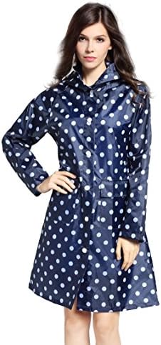 QHUMO Portable Rain Poncho Jacket for Women, Drawstring Raincoat with Hood and Sleeves for Adults Outdoor