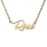 Rose Name Tag Necklaces for Her His Friends Familys