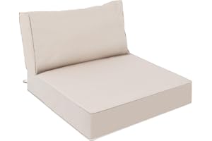 AAAAAcessories Outdoor Deep Seat Cushions, Waterproof, Fade-Resistant Patio Furniture Replacement Cushions, 24" x 24" x 5" + 24" x 13.5", Khaki Beige