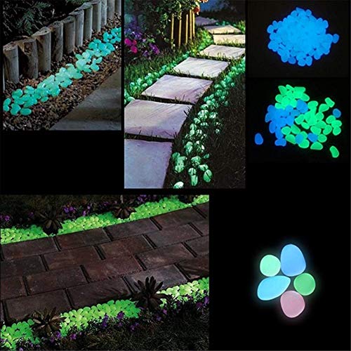 Keeplus Outdoor Glow Stones in The Dark Rocks, Decorations for House Plants Walkways, Gardens, Driveways or Aquariums Fishbowl- Glow Rocks for Outdoor (10Pcs, Green)
