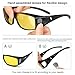 LVIOE Wrap Around Style Polarized Night Vision Driving Glasses to Fit Over Regular Prescription Glasses (Matte black, Yellow)