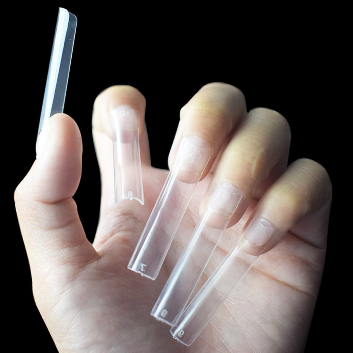 Clear Acrylic Nail Tips,C Curve XXL Square fake nails,Extra Long Straight Full Cover Nail Tips,Press on Nail Supplies for Nail Techs and DIY Nail Art at Home 500pcs 10Sizes