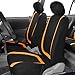 FH Group Car Seat Covers Unique Flat Cloth Full Set Automotive Seat Covers Front Set and Rear Solid Bench Orange Black Seat Covers w. Gift Universal Fit Interior Accessories for Cars Trucks and SUVs