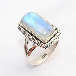 Solid 925 Sterling Silver Ring For Women, Moonstone