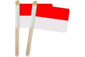 ZIGVERT Indonesia Stick Flag, Indonesian Small Mini Hand Held Flags, Small Indonesia Flag 5x8 Inch,12 Pack, Party Decorations Supplies for Parades,World Cup,Festival Events