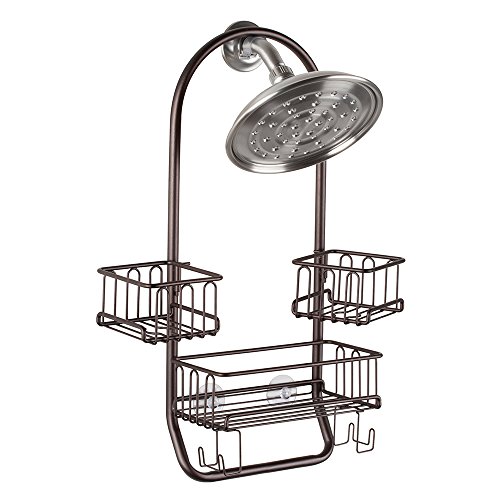 MetroDécor mDesign Swing Bathroom Shower Caddy for Tall Shampoo and Conditioner Bottles, Bronze Home & Kitchen, Bath, Bathroom Accessories