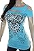 Bling Rhinestone Fleur De Lis Cold Shoulder Peekaboo Short Sleeve New Top