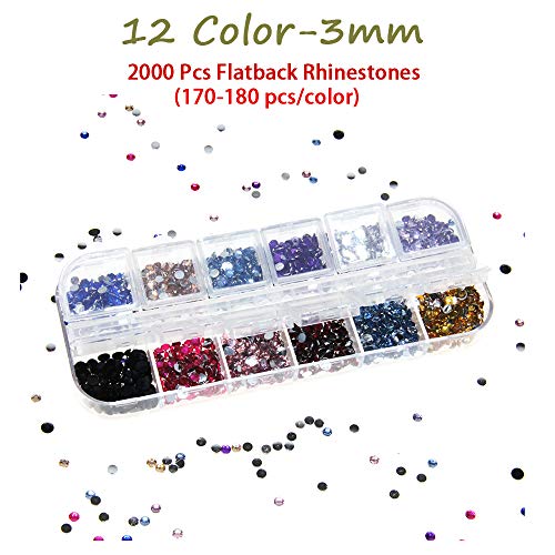 Rhinestone Jewel Pickup Tool,Crystal Studs Wax Pen,Flat Back Rhinestones 6 Size(2-5mm) with Multi Shapes Glass AB Rhinestones for Nails Decoration Crafts Face Art Clothes Shoes Bags DIY-3800 Pcs by MG