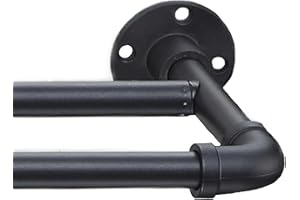 FRESHFARM Industrial Double Curtain Rod 31-95 Inch, 1 Inch Heavy Duty Double Wrap Around Rod Adjustable Telescoping Blackout Curtain Rod for Kitchen, Living Room, Bedroom, Bathroom